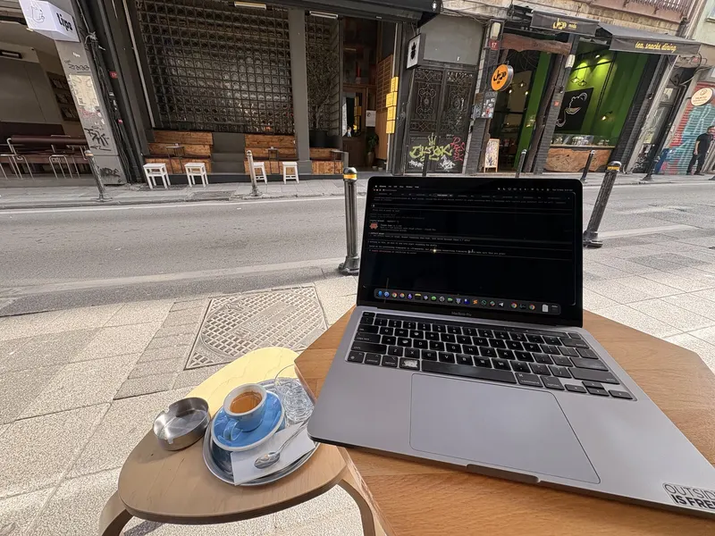 My laptop and a coffee in Türkiye